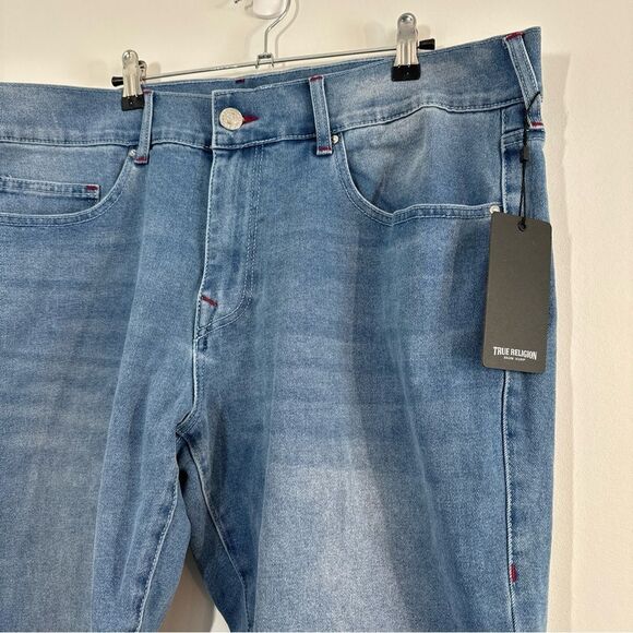 True Religion Jeans Mens 34 Blue Denim Pants Geno Relaxed Slim NWT $159 - Picture 3 of 13